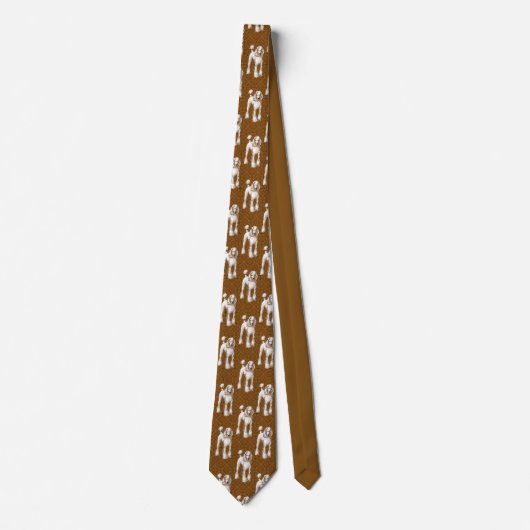 Poodles on Brown Background Tie ネクタイ (正面)