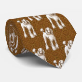 Poodles on Brown Background Tie ネクタイ (ロール)