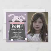 POOF魔法ショーバースデーパーティーBunny写真 招待状 (正面)