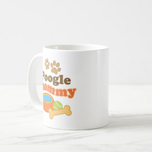 Poogleのお母さん犬の品種ギフト コーヒーマグカップ (正面左)