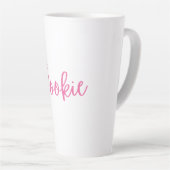"Pookie" かわいい ピンク コーヒーマグ カップ (右アングル)