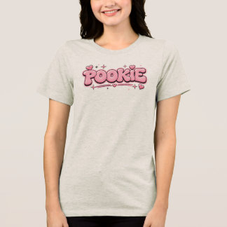 Pookie レトロ ピンク バブル タイポグラフィ デザイン トライブレンドＴシャツ