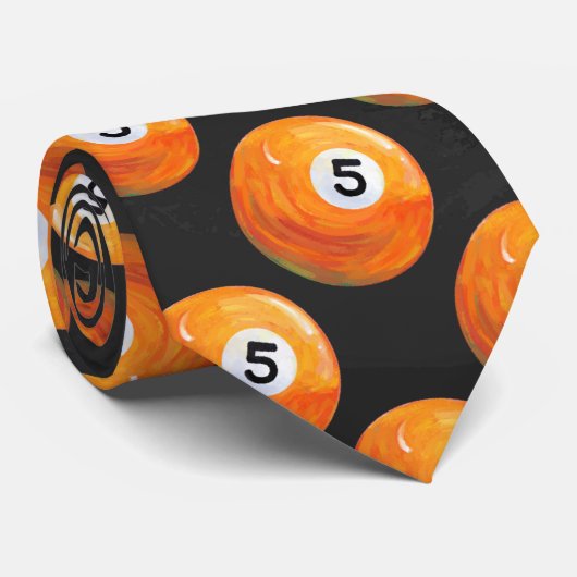 Pool 5 Ball Painted Pattern ネクタイ (ロール)