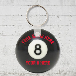 Pool 8 Ball Keychain Personalize YOUR NAME IDラベル キーホルダー