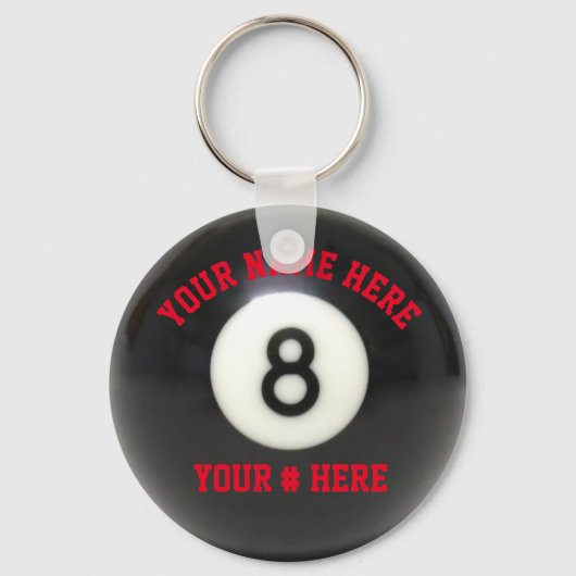 Pool 8 Ball Keychain Personalize YOUR NAME IDラベル キーホルダー (正面)