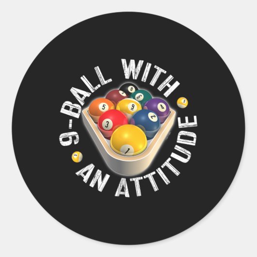 Pool 9のBall With Attitude Shirt ラウンドシール (正面)