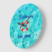 Pool Beach Lifesaver personalized Large Clock ラージ壁時計 (傾斜)