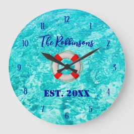 Pool Beach Lifesaver personalized Large Clock ラージ壁時計