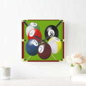 Pool / Billiards Clock スクエア壁時計 (ホーム)