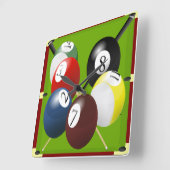 Pool / Billiards Clock スクエア壁時計 (傾斜)