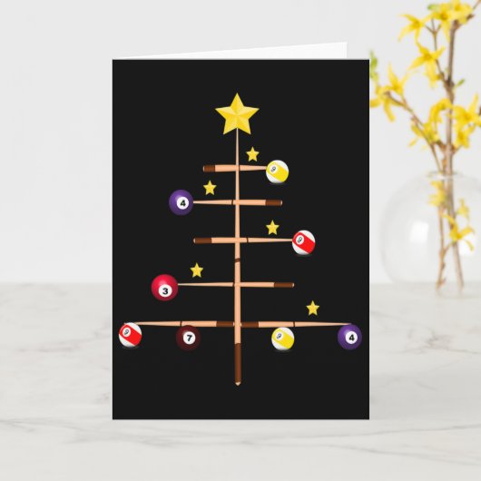 Pool Billiards Ll Cue Sports Christmas Tree  カード (黄色い花)