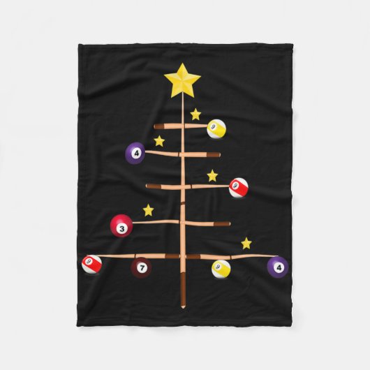 Pool Billiards Ll Cue Sports Christmas Tree フリースブランケット (正面)