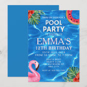 Pool Birthday Party 招待状 (正面/裏面)