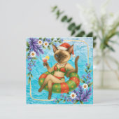 Pool Birthday Party for Cat Lovers サンキューカード (スタンド正面)