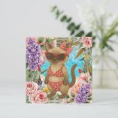 Pool Birthday Party for Cat Lovers  サンキューカード (スタンド正面)