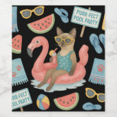 Pool Birthday Party for Cat Lovers  ワインラベル (シングルラベル)
