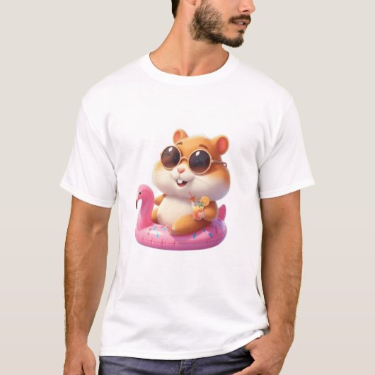 Pool Day Hamster – Cool Summer TinyFur Tee Tシャツ (正面)