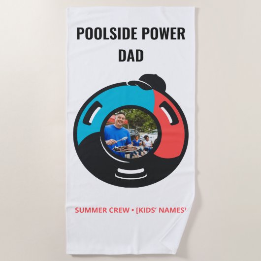Pool Float Weight Plate Custom Photo Summer Vibes ビーチタオル (正面)