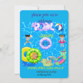 pool fun and play birthday party 招待状 (正面)