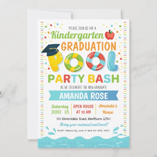Pool Graduation Party Invitation 招待状 (正面)