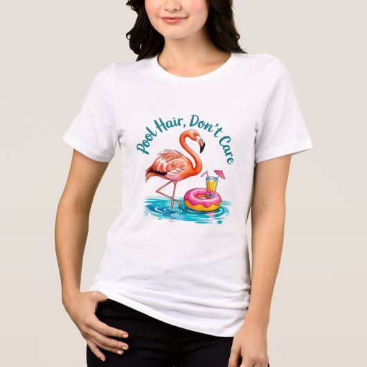 Pool Hair Dont Care Funny Swimming Gift トライブレンドＴシャツ (正面)