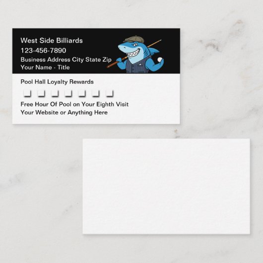 Pool Hall Billiards Customer Loyalty Rewards ロイヤリティカード (正面/裏面)