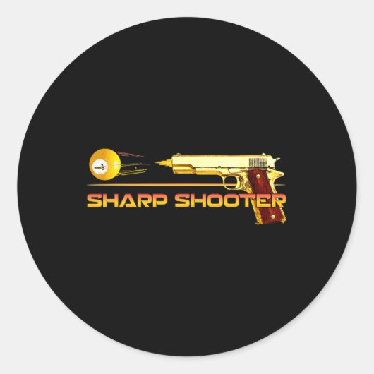 Pool Ll Sharp Shooter Billiards Gun Yellow ラウンドシール (正面)