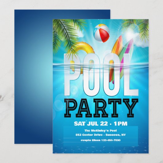 Pool Party 招待状 (正面/裏面)