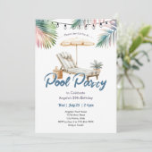 Pool Party Adult Birthday Invitation 招待状 (スタンド正面)