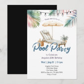 Pool Party Adult Birthday Invitation 招待状 (正面/裏面)