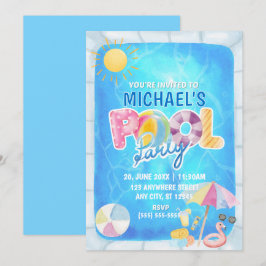 Pool Party Birthday Invitation 招待状