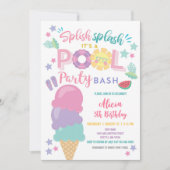 Pool Party Birthday Invitation 招待状 (正面)