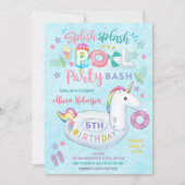 Pool Party Birthday Invitation 招待状 (正面)