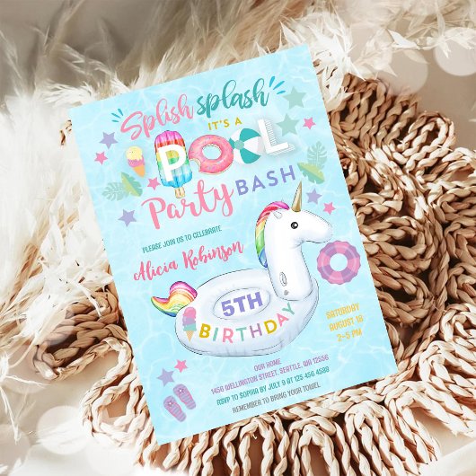 Pool Party Birthday Invitation 招待状