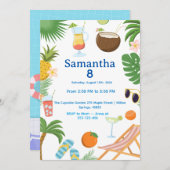 Pool Party Birthday Invitation - Summer Theme 招待状 (正面/裏面)