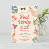 Pool Party Birthday Invitation Swim Party invite 招待状 (スタンド正面)