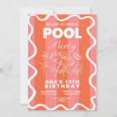 Pool Party Birthday Invitation, Teen Pool Party In 招待状 (正面)