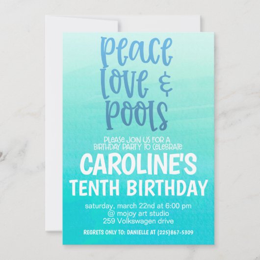 Pool Party Birthday Party Invitation 招待状 (正面)