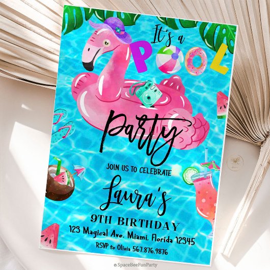 Pool Party Birthday Sea party Tropical 招待状