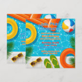 Pool Party Celebration Summer Birthday Invitation 招待状 (正面/裏面)