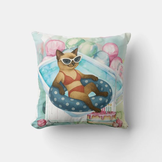 Pool Party for Siamese Cat lovers  クッション (正面)