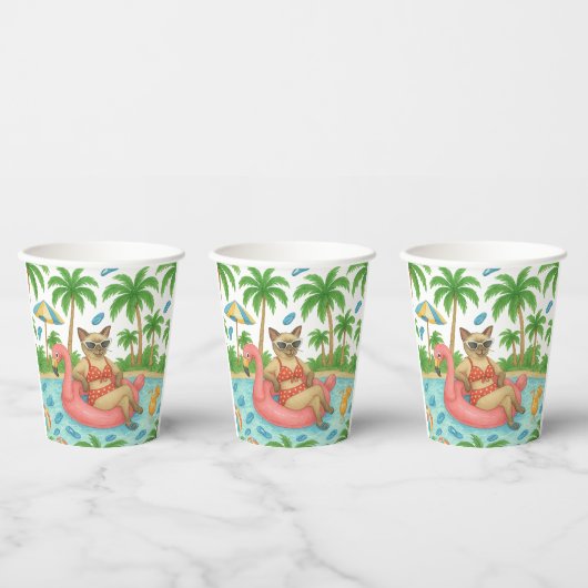 Pool Party for Siamese Cat lovers  紙コップ (複数)