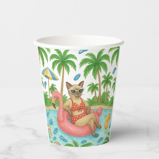 Pool Party for Siamese Cat lovers  紙コップ (正面)