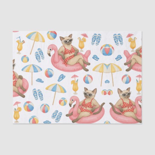 Pool Party for Siamese Cat lovers  薄葉紙 (正面)