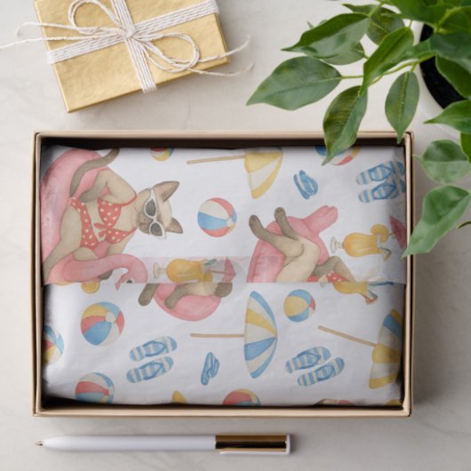 Pool Party for Siamese Cat lovers  薄葉紙 (ギフト)