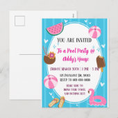 Pool Party Fun! Birthday Pool Party! シーズンポストカード (正面/裏面)