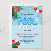 Pool Party fun Summer Birthday 招待状 (正面)