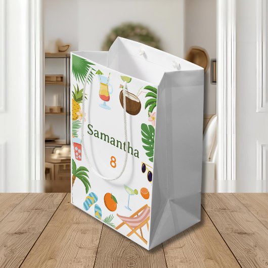 Pool Party Gift Bag - Summer Tropical Theme ミディアムペーパーバッグ