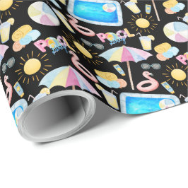 Pool Party Gift Wrapping Paper - Black ラッピングペーパー