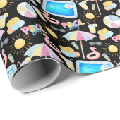Pool Party Gift Wrapping Paper - Black ラッピングペーパー (ロールコーナー)
